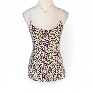 Y2K Leopard Print 2000s multi color cami full length tank top mix & co large